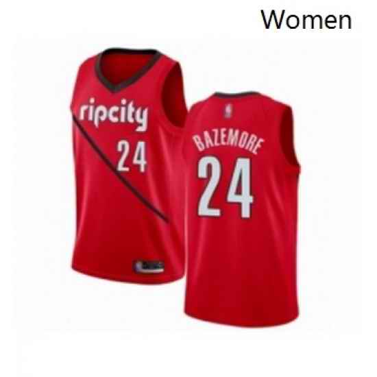 Womens Portland Trail Blazers 24 Kent Bazemore Red Swingman Jersey Earned Edition